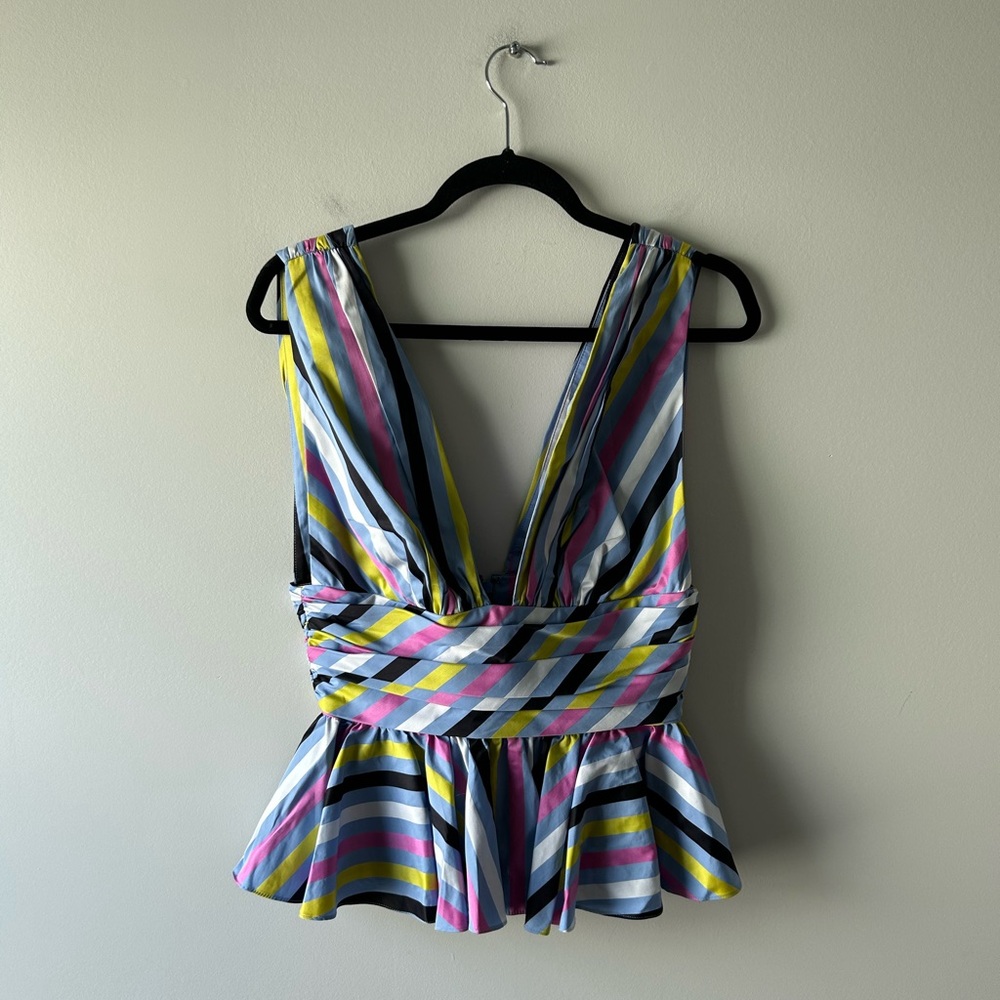 Caroline Constas multi color striped sleeveless top